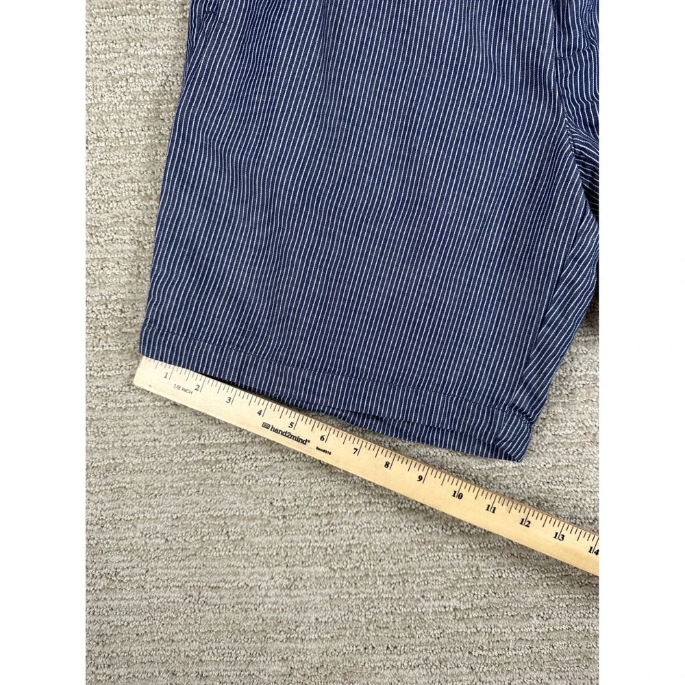 Banana Republic Mens Blue White Striped Linen Cotton 8 Inch Shorts M Drawstring